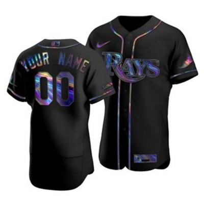 Tampa Bay Rays Custom Men's Nike Iridescent Holographic Collection MLB Jersey Black